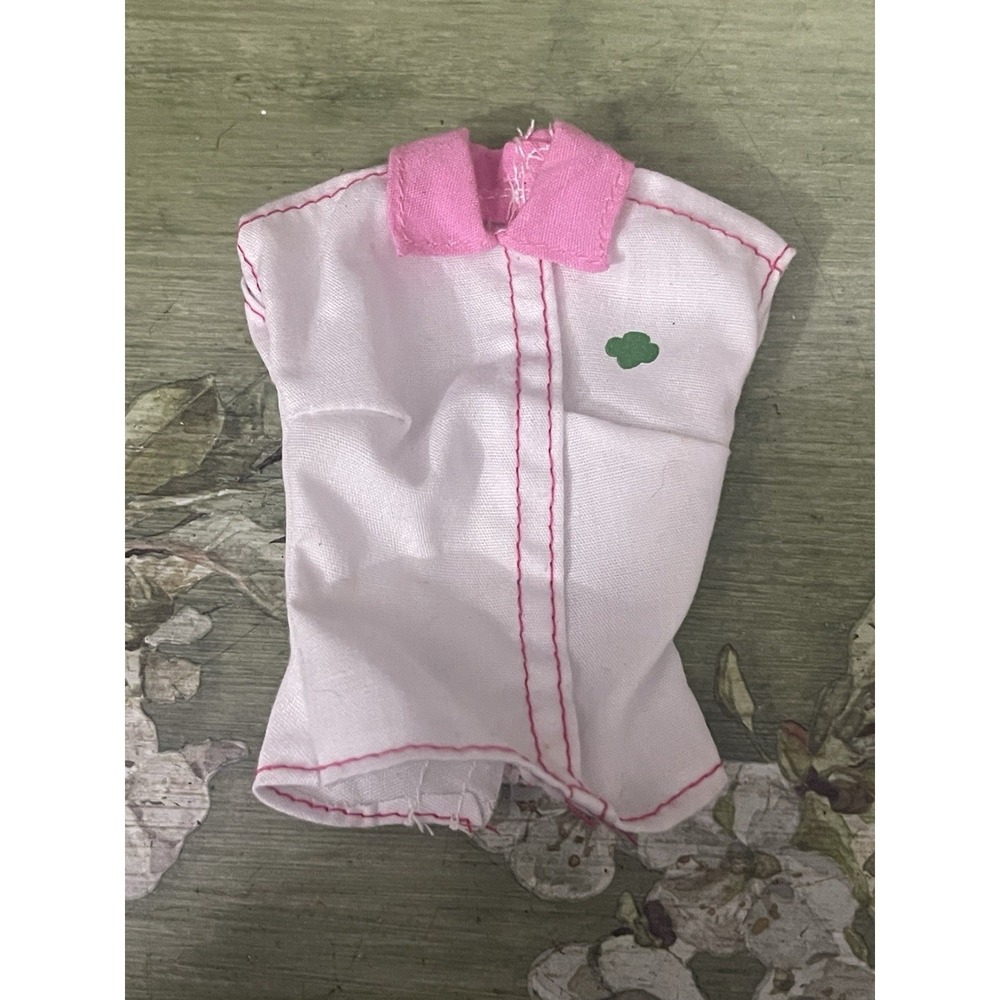 Barbie Girl Scout Guides Doll Uniform Shirt Pink Collar Trefoil Junior Cadette